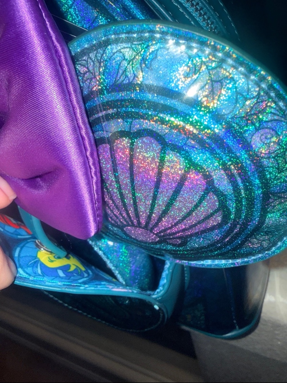 Ariel Stained Glass Loungefly Mini Backpack and Matching Ears NWT!!! - Picture 6 of 6